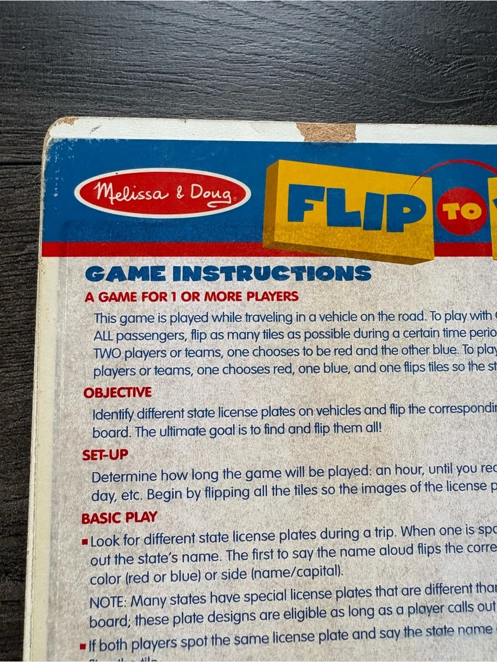 Melissa & Doug Wooden USA License Plate Car Travel Flip Game 14.5 x10 Inch Board